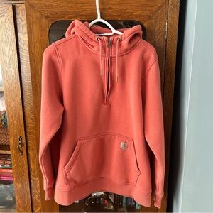 Carhartt Clarksburg Half Zip Hooded Sweatshirt - Women's in Coral